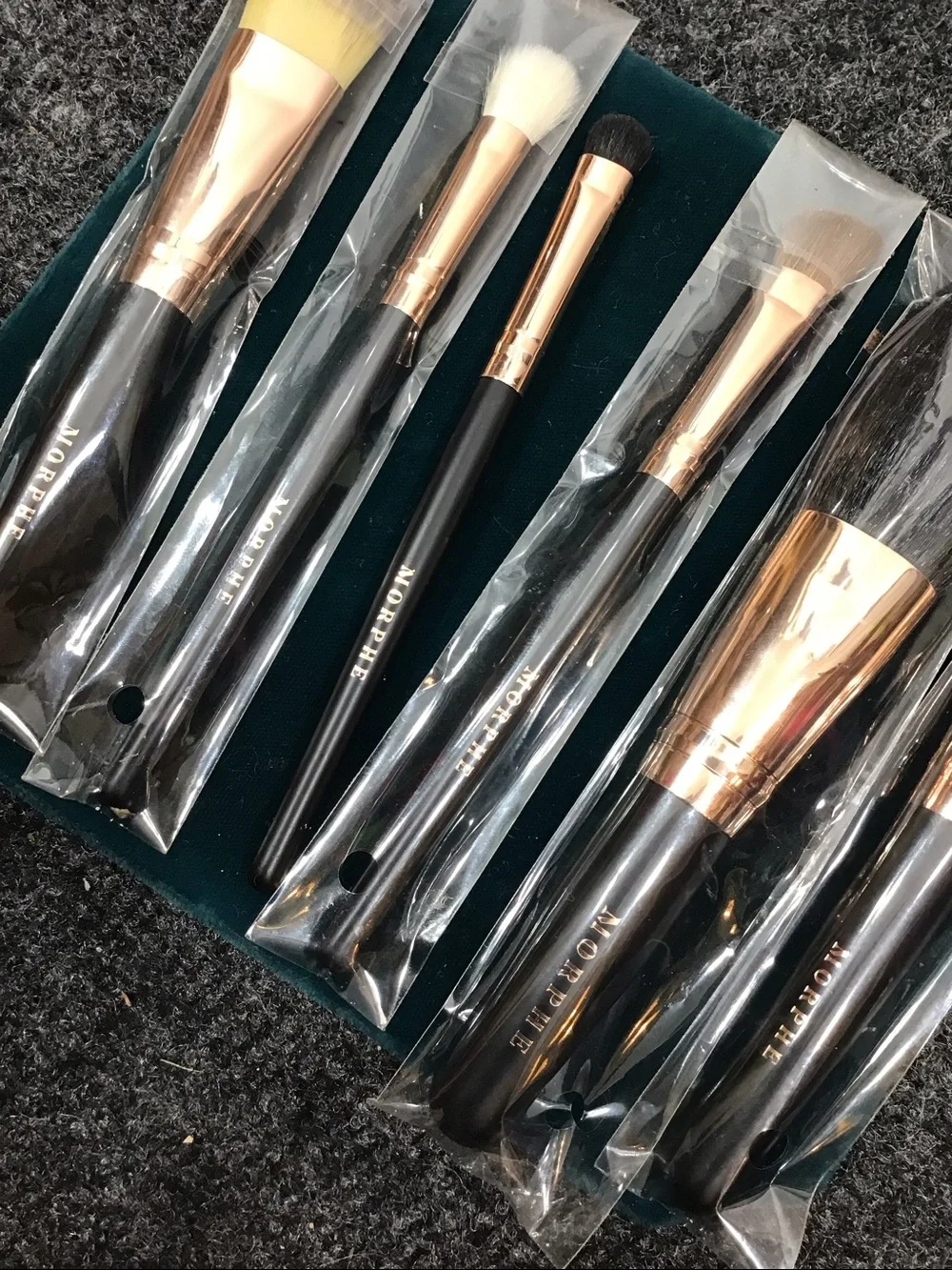 Morphe Black Faux Leather Brush Case with Rose Gold Ferrule Brushes